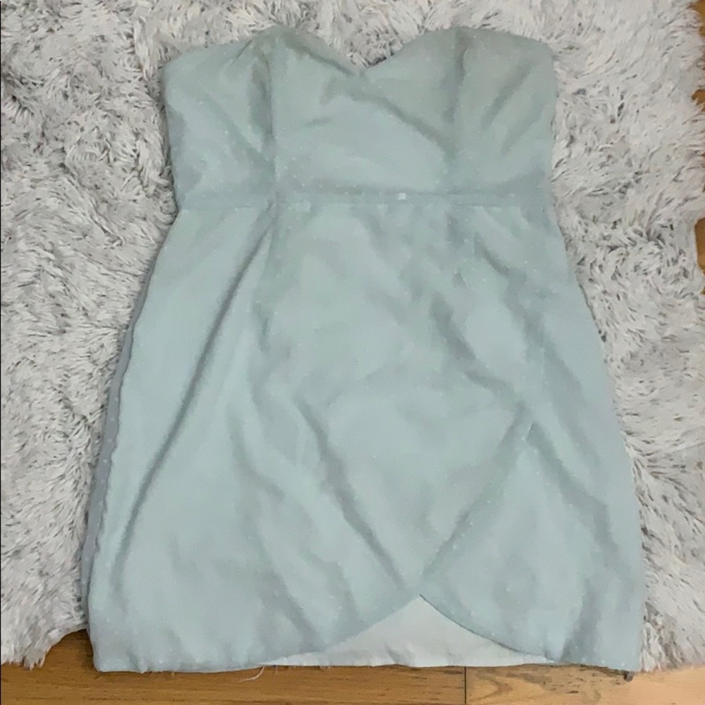 Blue strapless dress